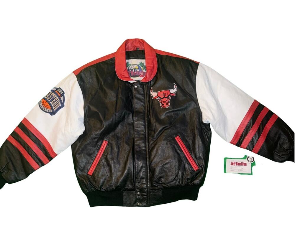 Jeff Hamilton Chicago Bulls genuine leather jacket, size XL from the 1990s